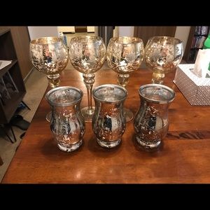 Wedding decor- set of 3 vases & 4 candle holders